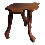 Small vintage brutalist wooden coffee table