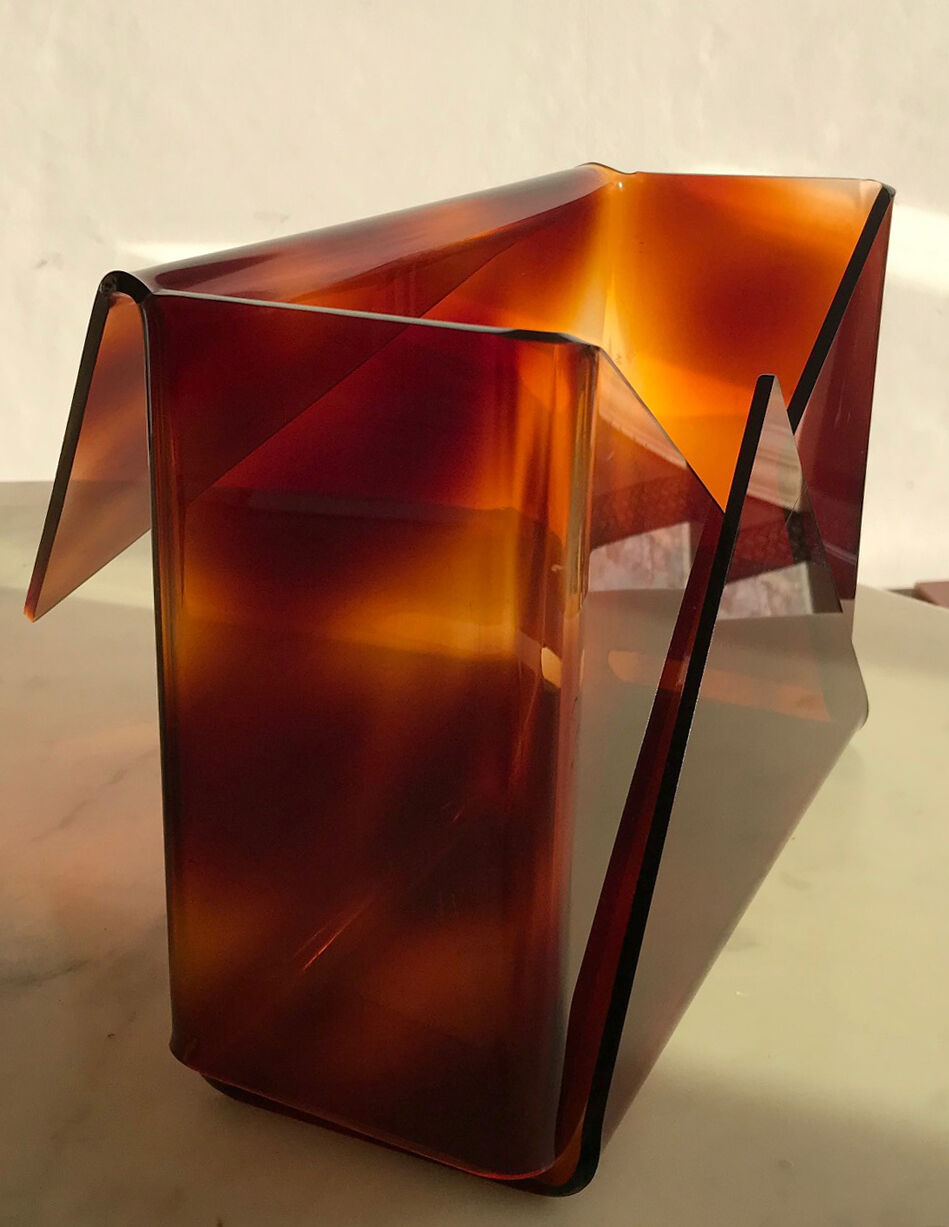 Revised door or document holder in smoked plexiglass from the 1970s