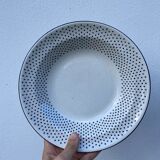 Gien service for 6 people with black polka dots: soup plates and flat plates