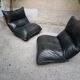 Zinzolo Armchairs in Black Leather by Vittorio Varo for Plan, 1970s, Set of 2