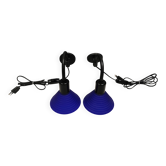 A set of wall lamps with blue glass shades from Danske Design-Light, 1980s.