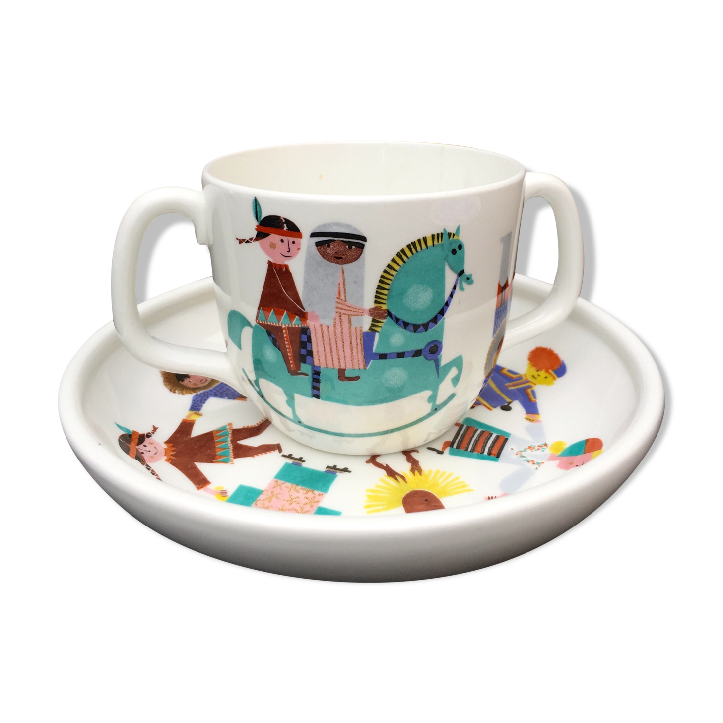 Children's dishes or birth gift Plate and bowl Utan gränser gustavsberg vintage design scan