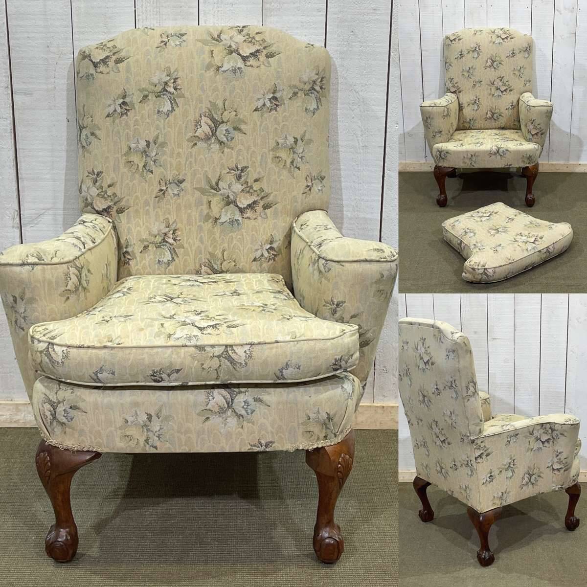 1930s English Chippendale walnut armchair