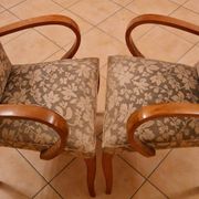 Pair of Art Deco curved wood armchairs – 1930s
