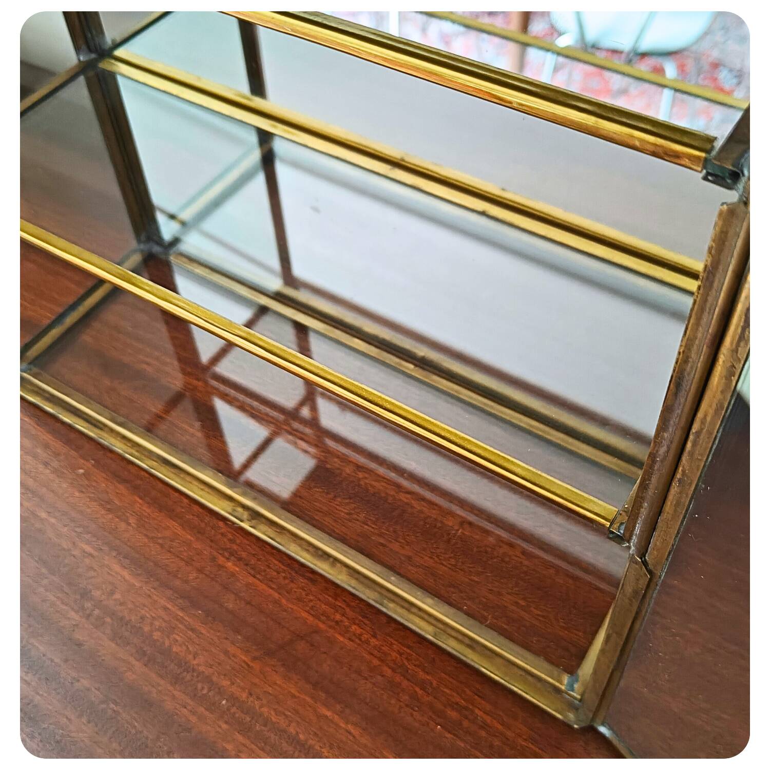Vintage Mid Century Handmade Brass Wall Vitrine