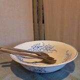 Ancienne plat/vasque Terre de Fer  motif fleuri bleu