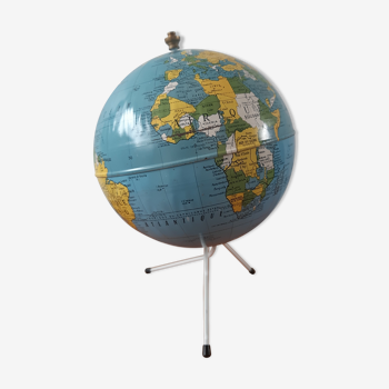 Mappemonde globe terrestre en metal tripode cartes taride