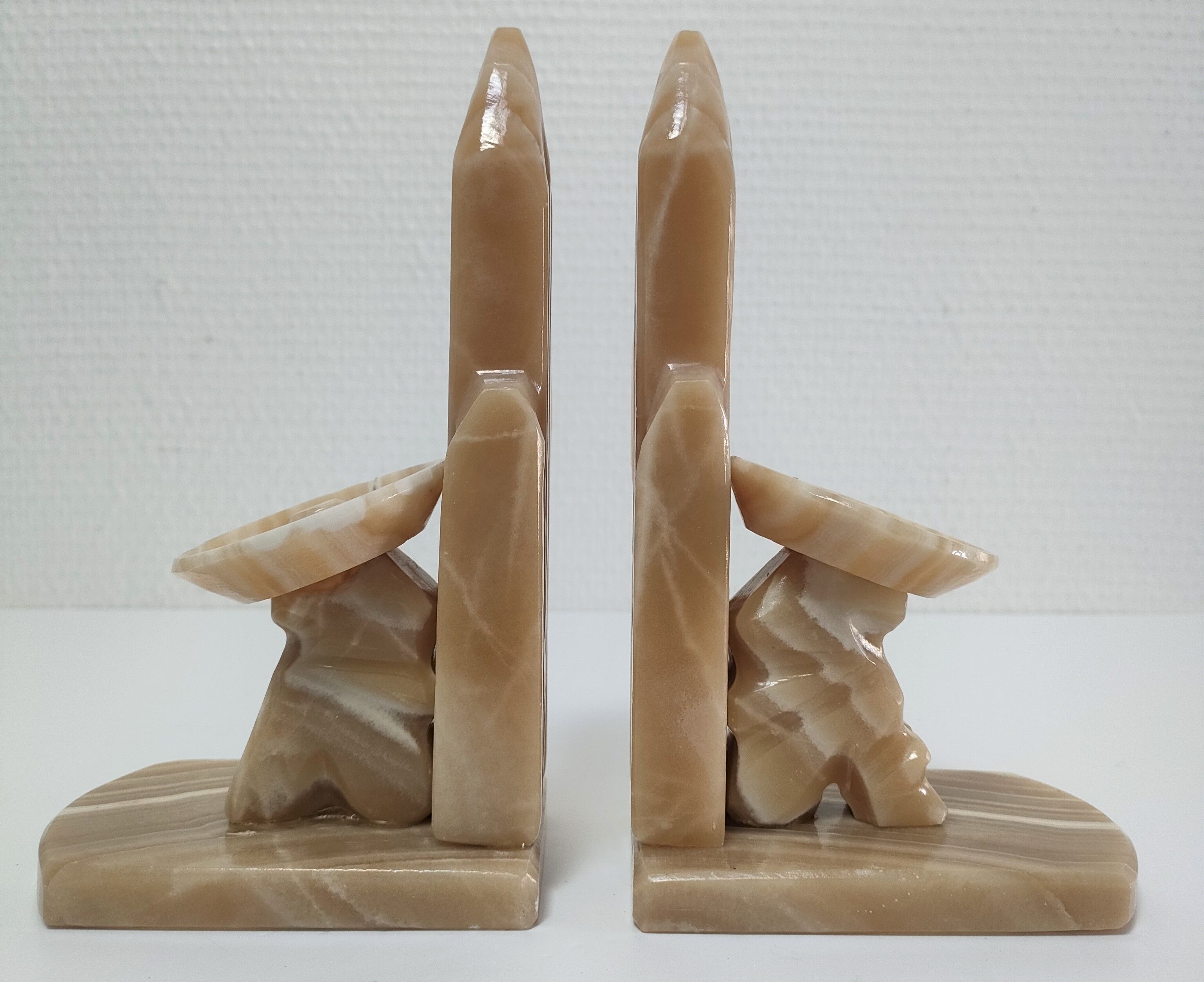 Pair of vintage Mexican cactus onyx bookends