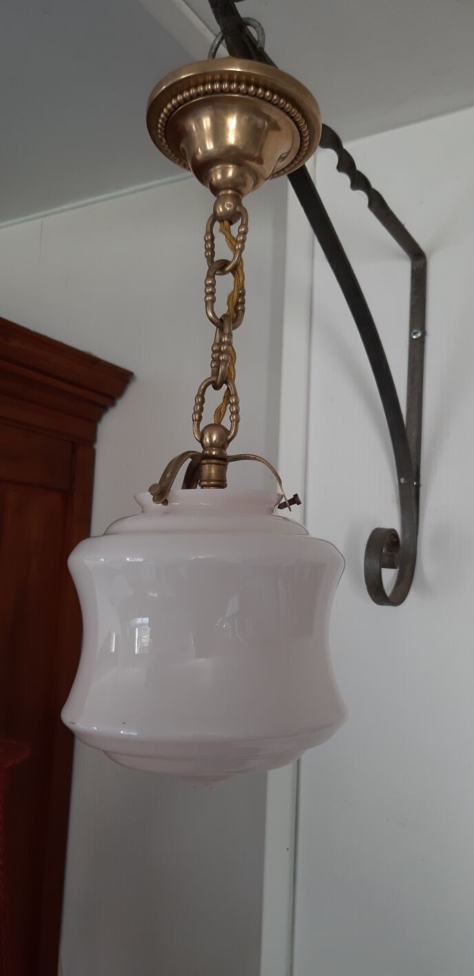 Suspension laiton opaline rose