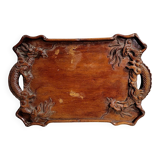 Asie Vers 1900 : plateau aux dragons en bois exotique