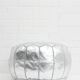 Pouf cuir argent 35 cm x  55 cm