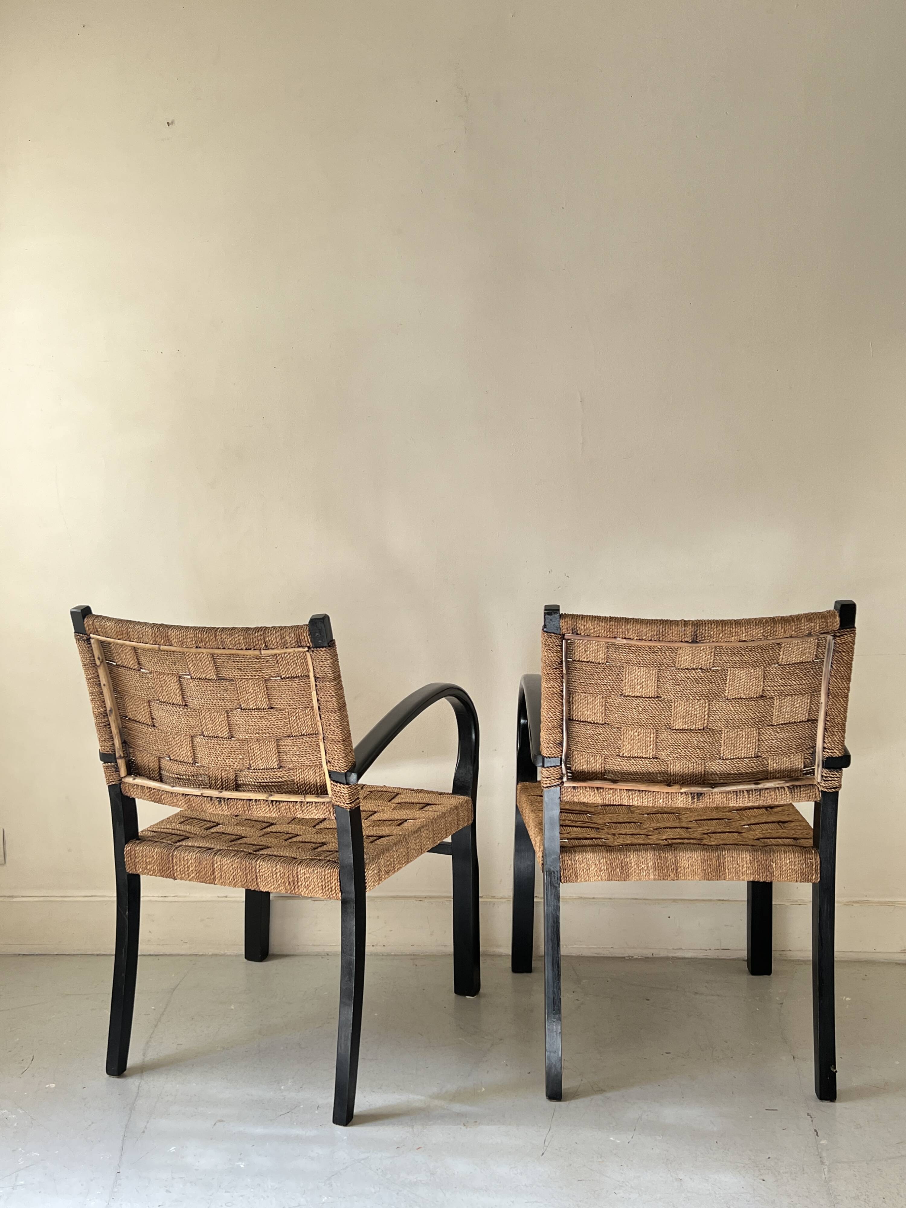 Scandinavian armchair in wood and rope by Axel Larsson, 1950
