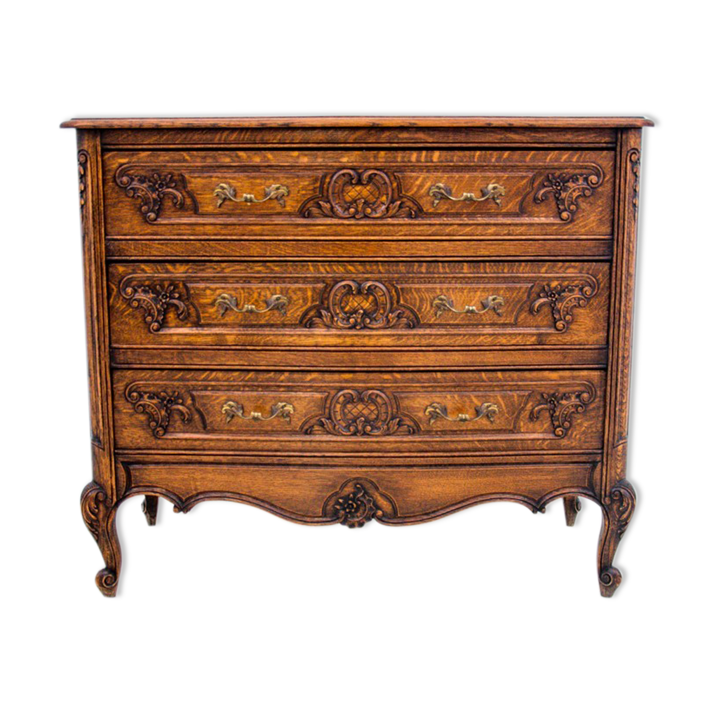 Oak Louis XV style chest of drawers, France, circa 1920.