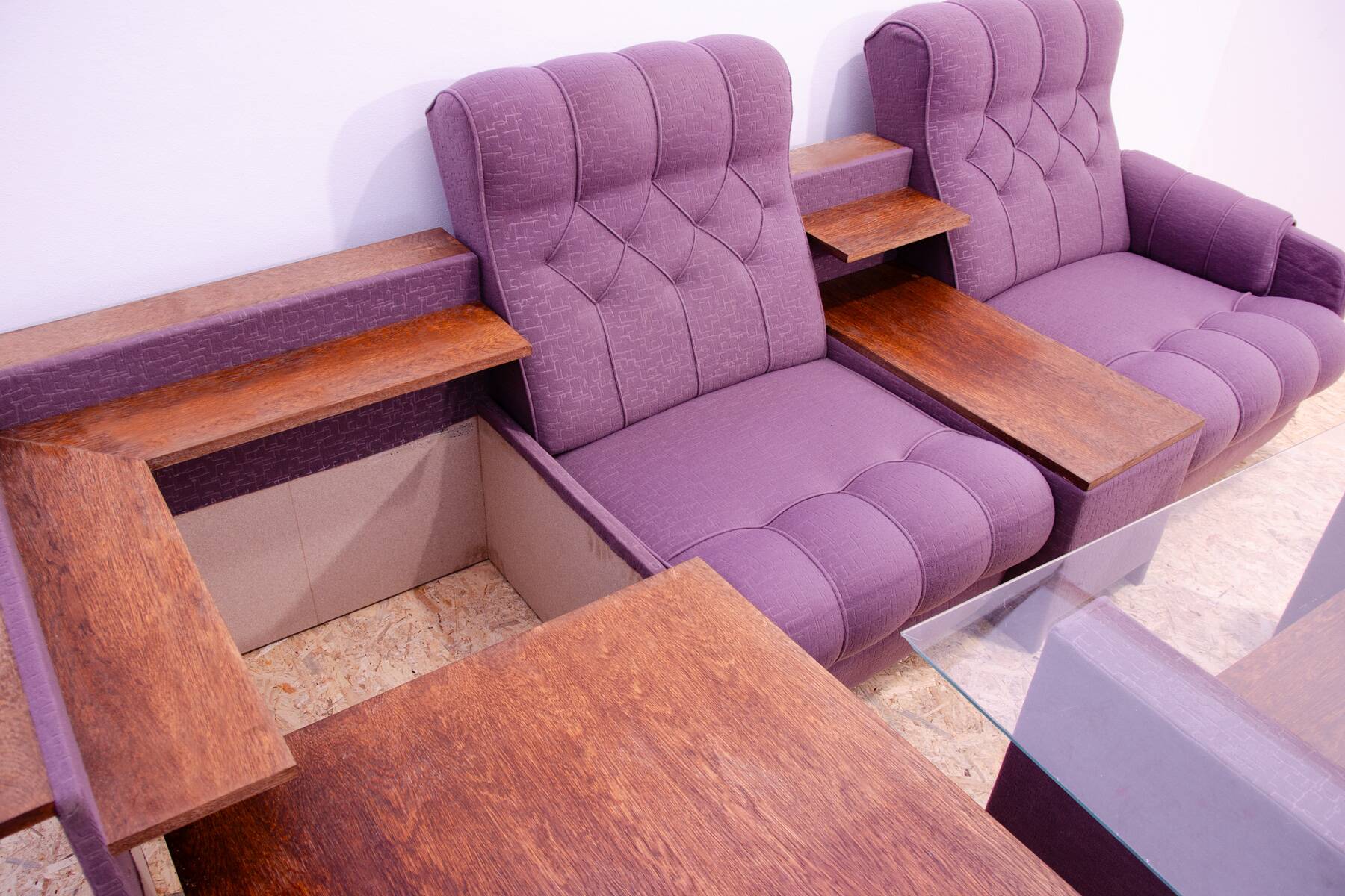 Ensemble de salon vintage bloc de l'Est, Tchécoslovaquie, 1980