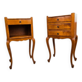 Pair of Louis XV style bedside tables in cherry wood.