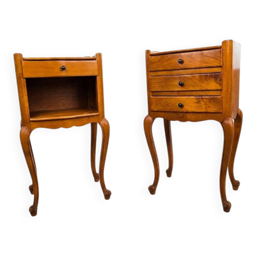 Pair of Louis XV style bedside tables in cherry wood.