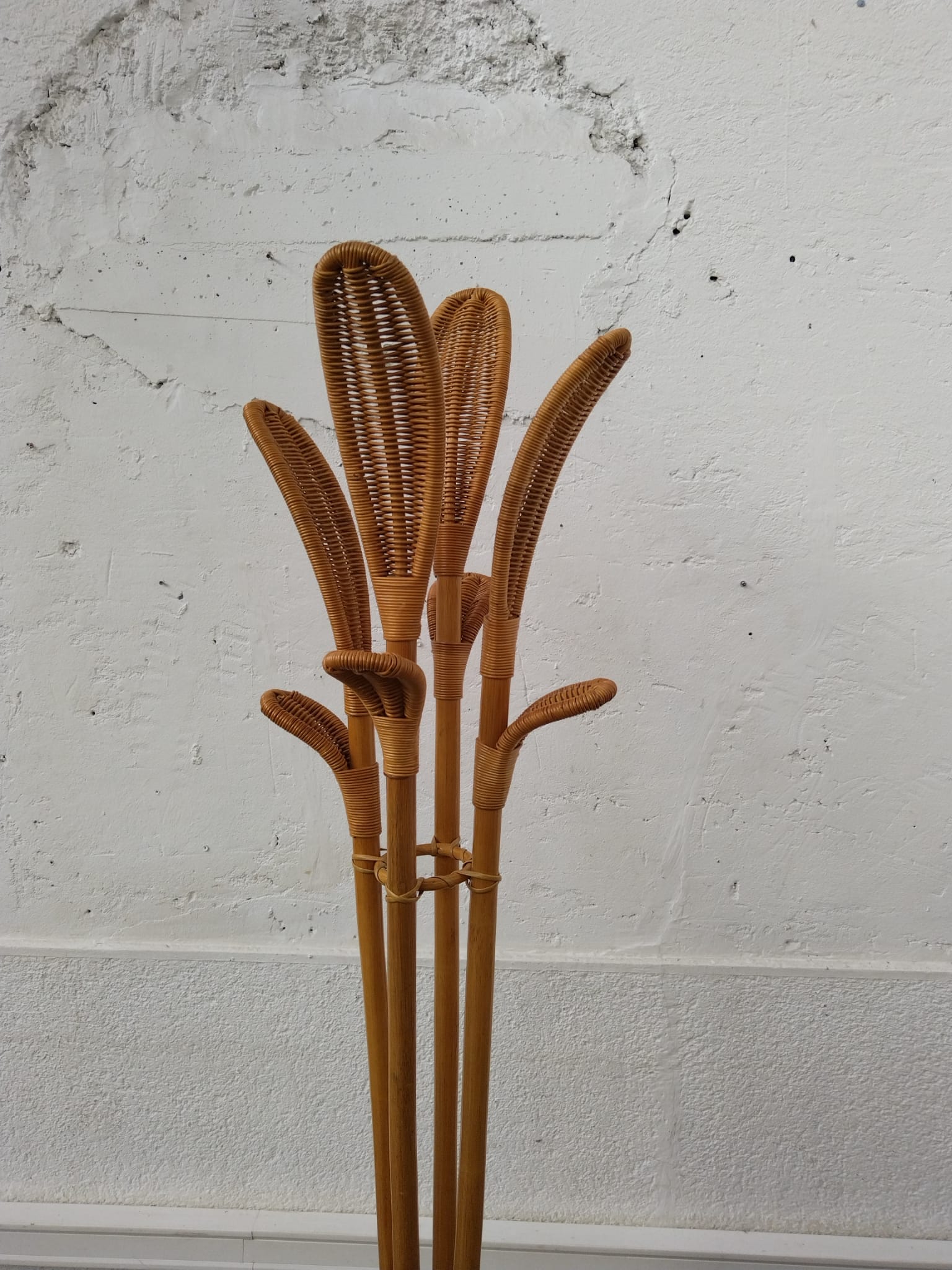 Rattan coat rack