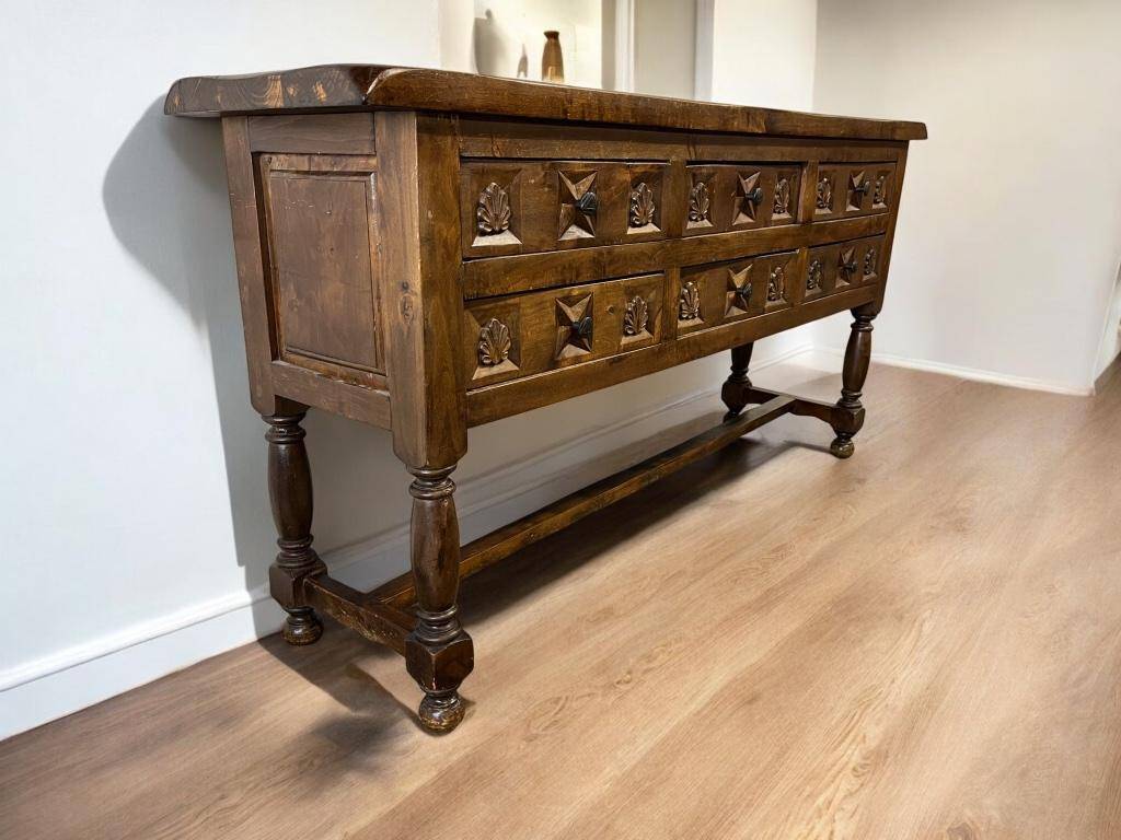 Armoire / console / commode brutaliste vintage en bois