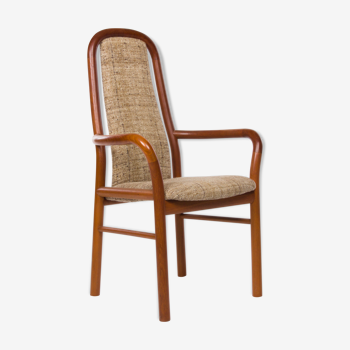 Chaise avec accoudoirs - Boltinge, teck courbé et blanchi en laine, vintage des années 70
