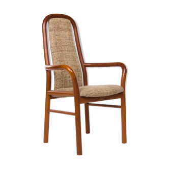 Chaise avec accoudoirs - Boltinge, teck courbé et blanchi en laine, vintage des années 70