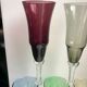 Set of 5 colorful champagne flutes feet worked 60-70s