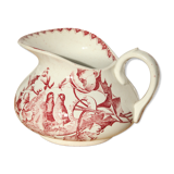 Pichet en faïence motif oiseau rose