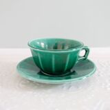 Tea set (teapot + cup & saucer) green glazed ceramic