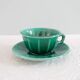 Tea set (teapot + cup & saucer) green glazed ceramic