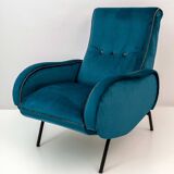 Marco Zanuso Mid-Century Modern Italian Velvet Reclining Armchair, 1950s
