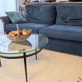 Coffee table attributed to Roger Le Bihan, modernist design in glass and metal.