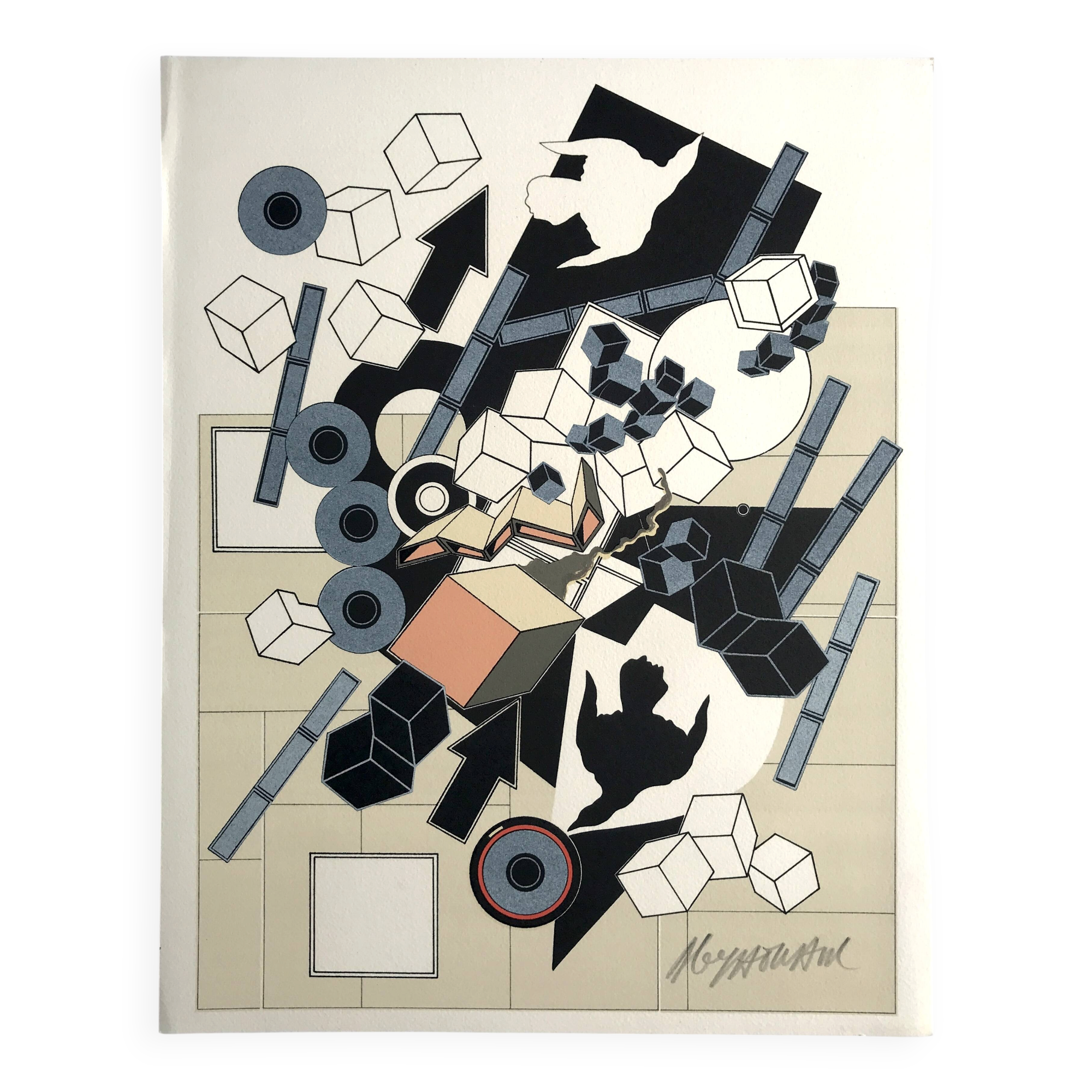 Alain le yaouanc, the air, 1978. original lithograph signed in pencil.