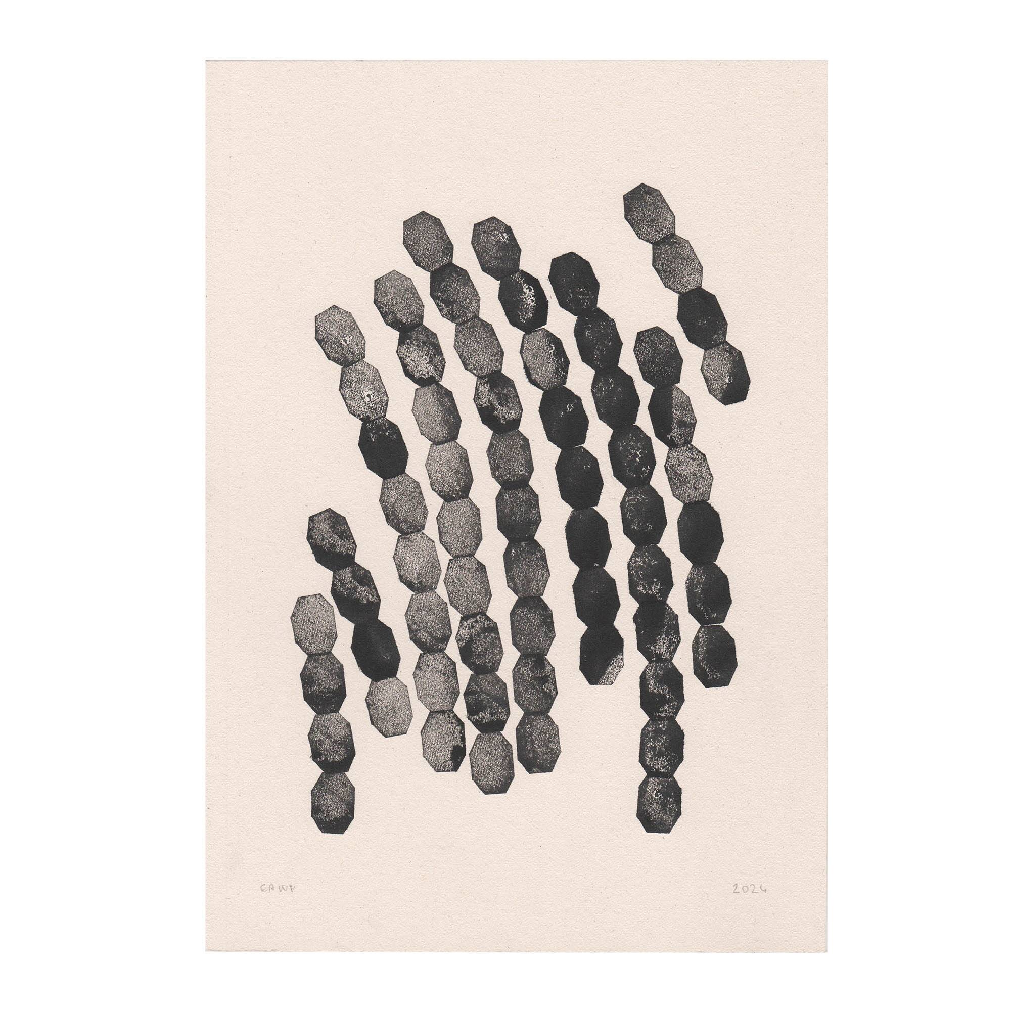 Duo of black abstract paintings signed eawy