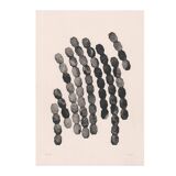 Duo of black abstract paintings signed eawy