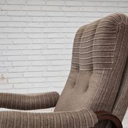 1970s, pair of Danish armchairs, brown furniture corduroy, beech wood.