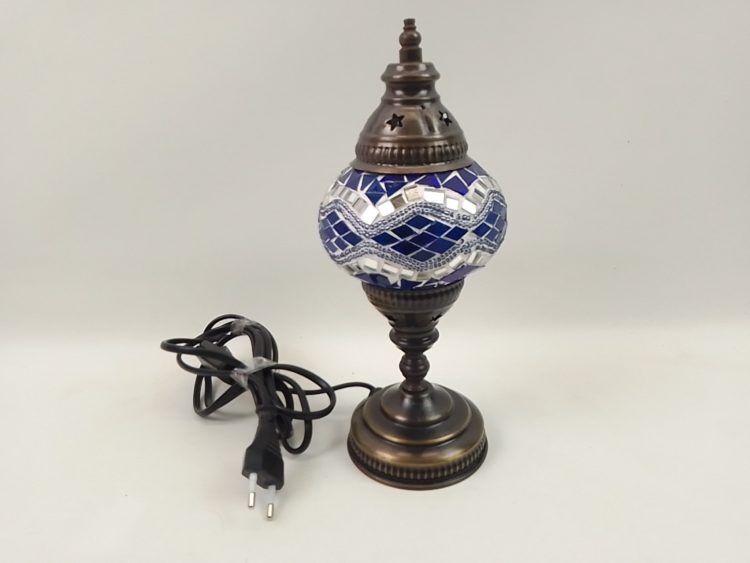 Blue mosaic deco brass lamp