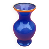 1960s baluster vase blue opaline collar with gilding foot douch