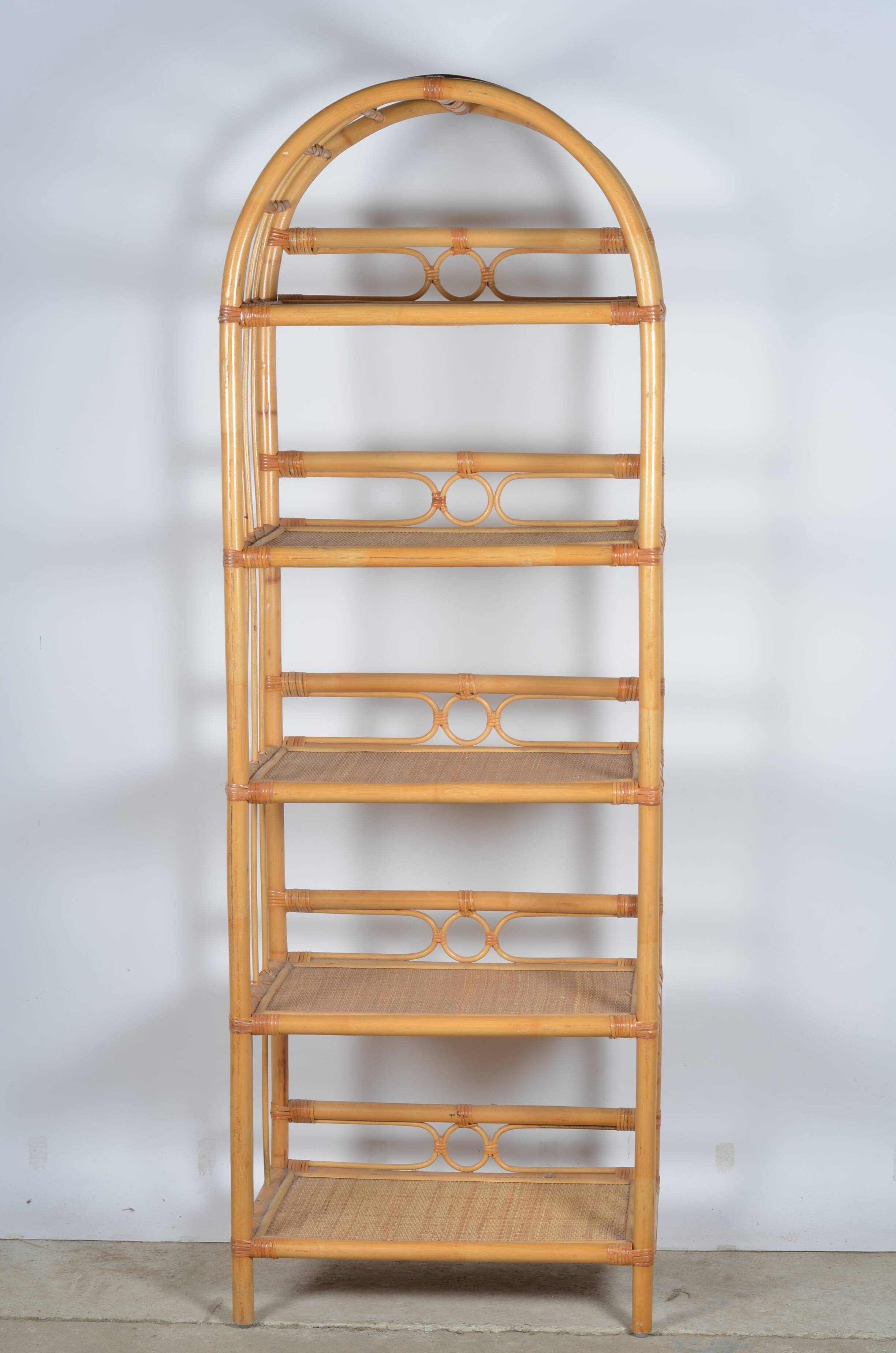Rattan bookcase-shelves