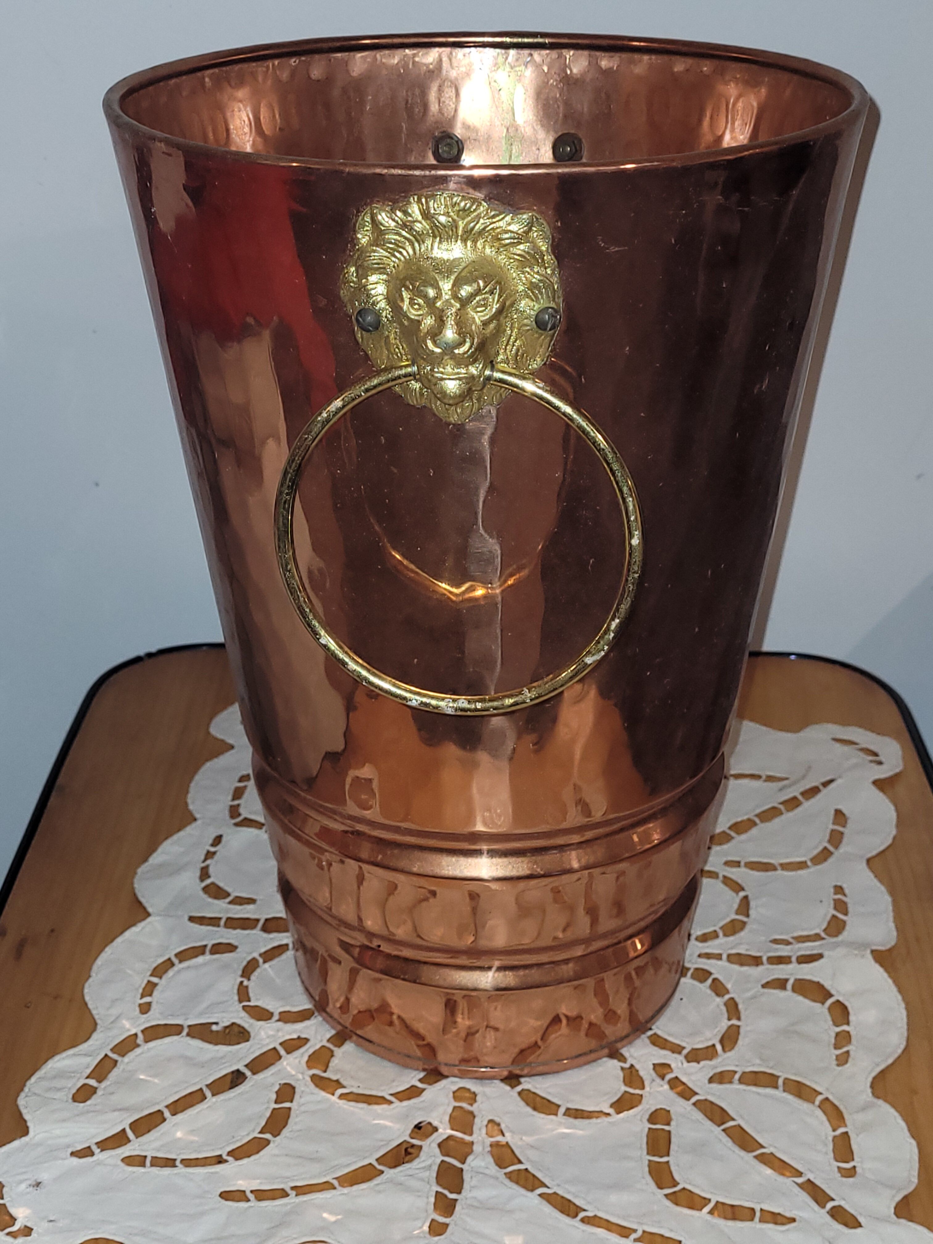 Umbrella door or hammered copper cane holder Lecellier Villedieu