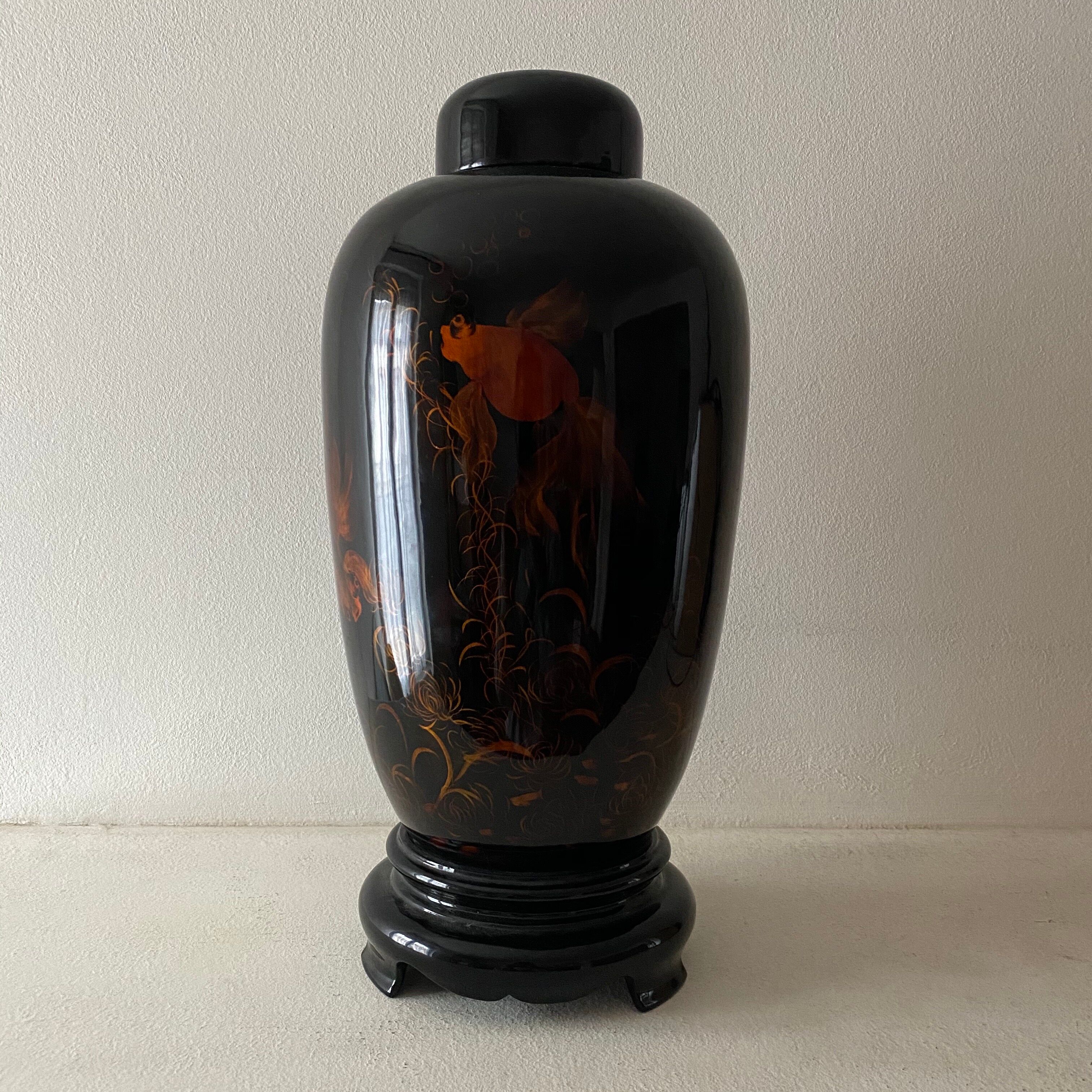 Vase chinois bois laqué