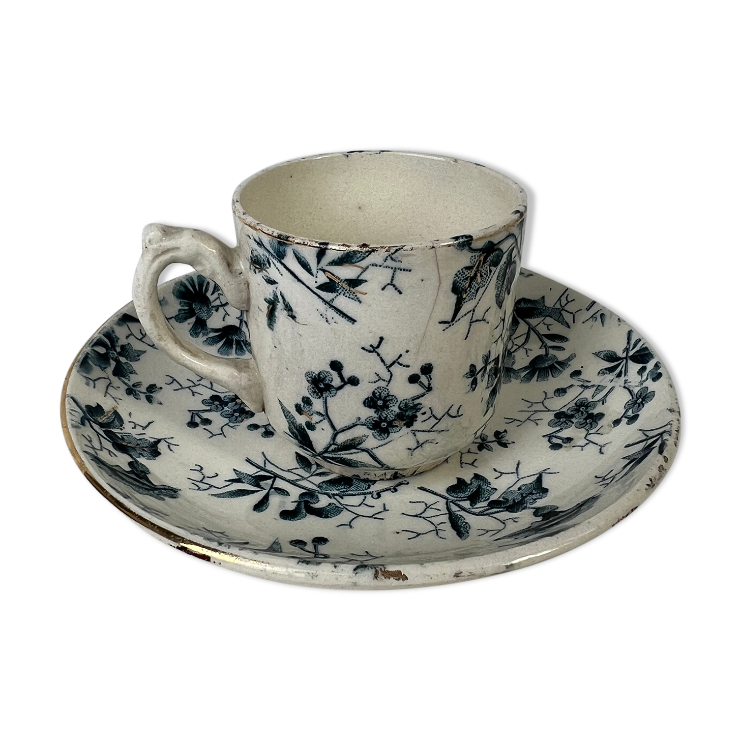 White porcelain cup with blue flowers