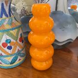 Vase bubble caterpillar orange glass double years 60 70