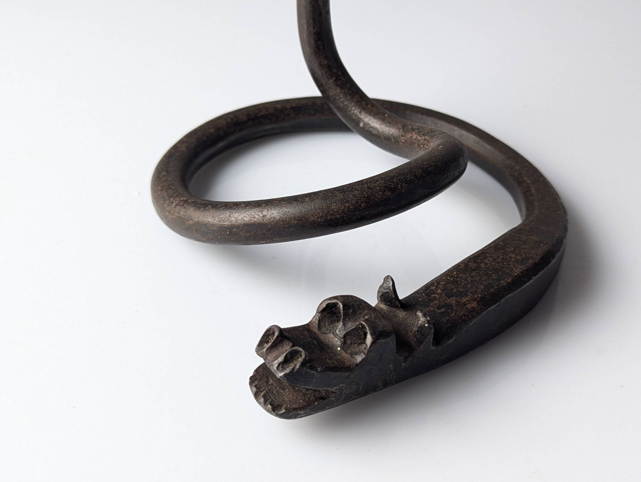 Wrought iron candelabra with dragon head, Samuel Yellin style, 20th century