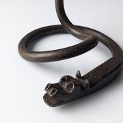 Wrought iron candelabra with dragon head, Samuel Yellin style, 20th century
