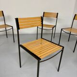 6 old metal and wood chairs, Italian design from the 80s, vintage