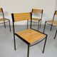 6 anciennes chaises en métal et bois design italien des années 80 vintage