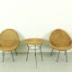 1950s Italian Rattan Basket Chairs & Matching Bistro Table Set
