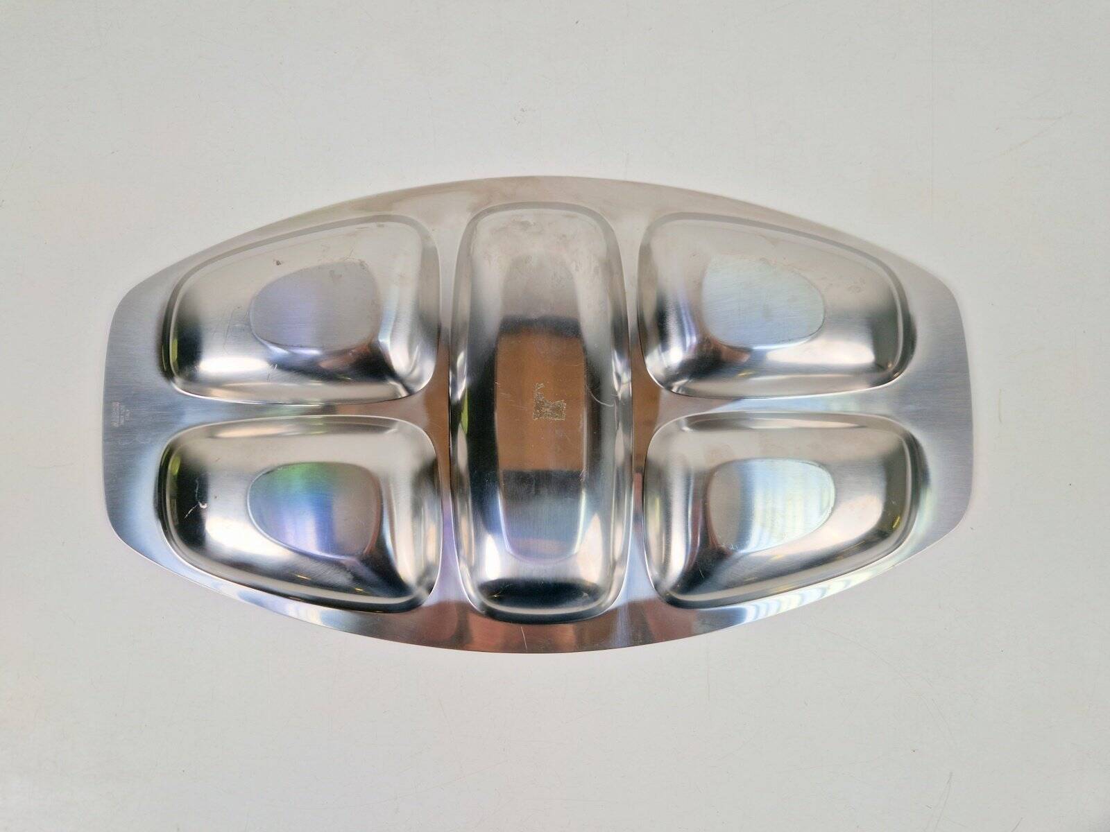 Divided Stainless Steel Tray by Carlo Mazzeri for Alessi, Italy, 1960s