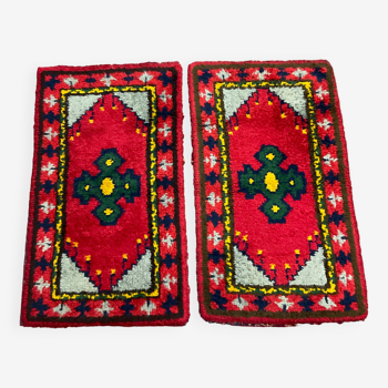 Pair of vintage rugs in Berber style wool