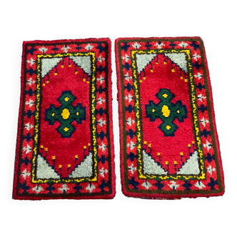 Pair of vintage rugs in Berber style wool