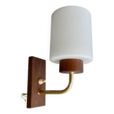 Applique scandinave en teck et opaline, années 70